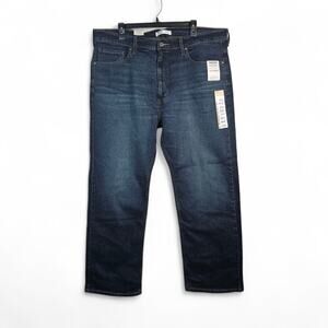 LEVI Signature Mens Denim Jeans 40x30 Loose Straight Dark Wash NWT